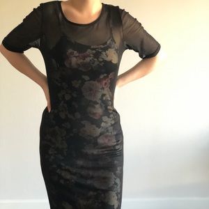 Knee length mesh floral dress